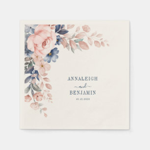 Blommigt Grey Botanical Bröllop Papper Pappersservett