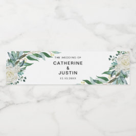 Blommigt Grey Bröllop Händelse Alla textredigerbar Vattenflaskor Etikett