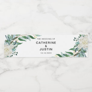 Blommigt Grey Bröllop Händelse Alla textredigerbar Vattenflaskor Etikett