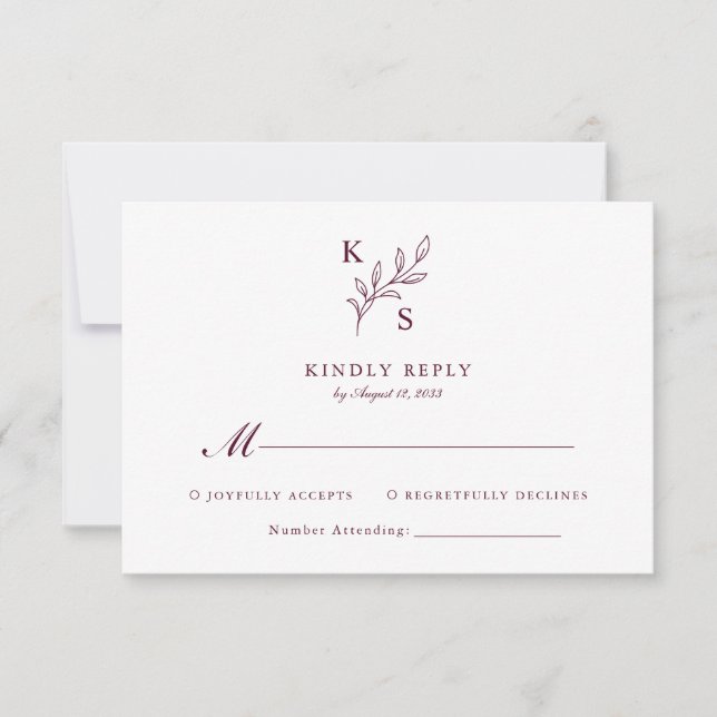 Blommigt Grey Bröllop Monogram minimalist OSA Kort (Framsida)