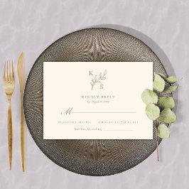 Blommigt Grey Bröllop Monogram minimalist OSA Kort