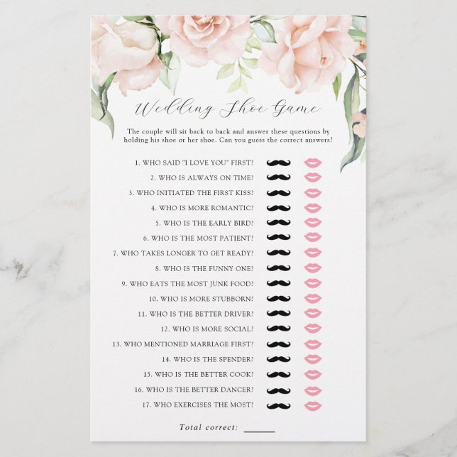  Blommigt Grey Bröllop Shoe Möhippa Game (Framsida)