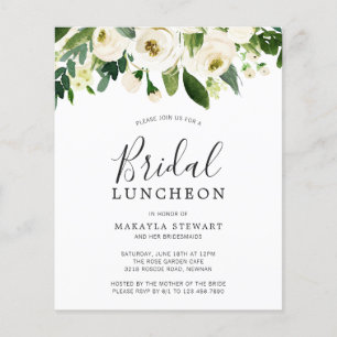 Blommigt Grey Budget Möhippa Luncheon-inbjudan