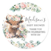 Blommigt Grey Cute Highland Cow-Tack till förmån f