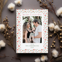 Blommigt Grey Elegant 2 Photo jul Julkort