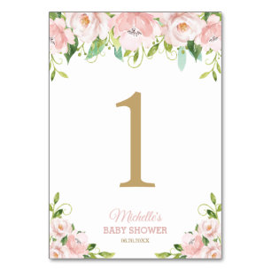 Blommigt Grey Lejon Unge Baby Shower Bordsnummer