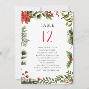 Blommigt Grey Poinsettia Bröllop Bordsnummer 12
