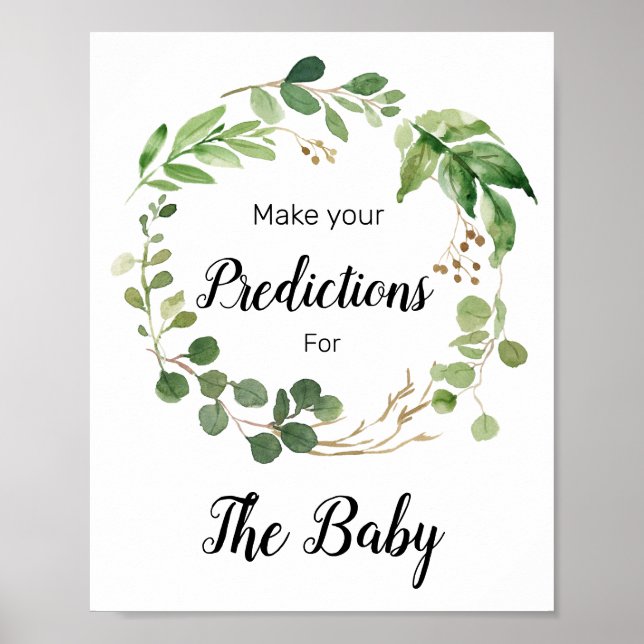 Blommigt Grey Predictions for Baby Sign Poster (Framsidan)