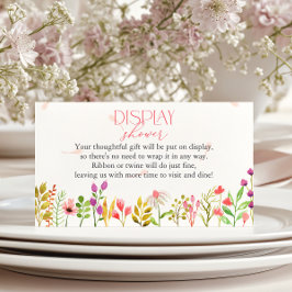 Blommigt Grey Rustic Baby Shower Visning Shower Tilläggskort