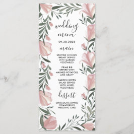 Blommigt Grey Vintage Rustic Bröllop Menu-kort Meny