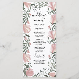 Blommigt Grey Vintage Rustic Bröllop Menu-kort Meny