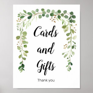 Blommigt Grey Watercolor Cards and Gifts Sign Poster