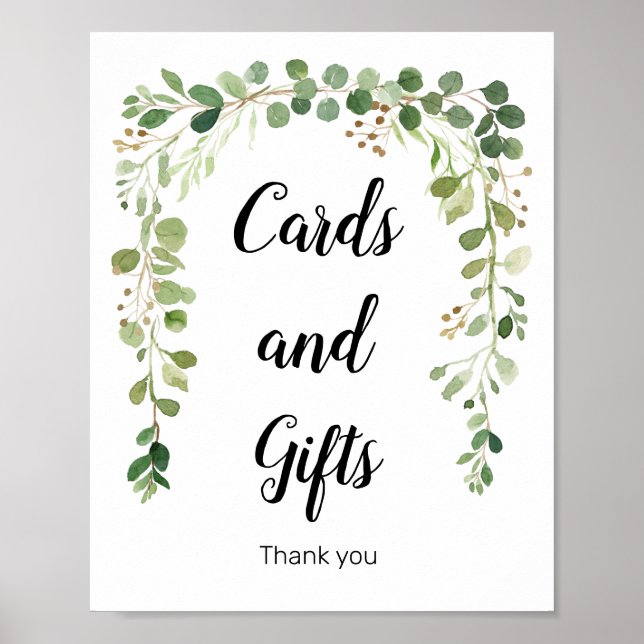 Blommigt Grey Watercolor Cards and Gifts Sign Poster (Framsidan)