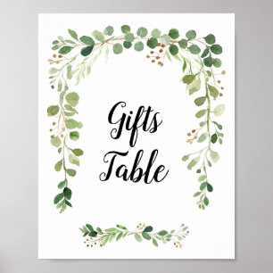 Blommigt Grey Watercolor Gifts Bord Sign Poster