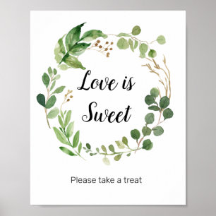 Blommigt Grey Watercolor Kärlek är Sweet Sign Poster