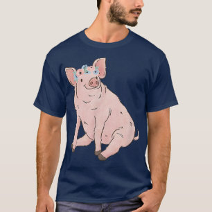 Blommigt Gris Mamma Farm Djur älskare T Shirt