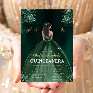 Blommigt Grönt Bilingual Spain Quinceanera Inbjudningar
