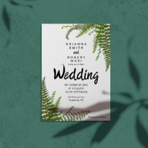 Blommigt grönt fern lövs bröllopsinbjudan inbjudningar