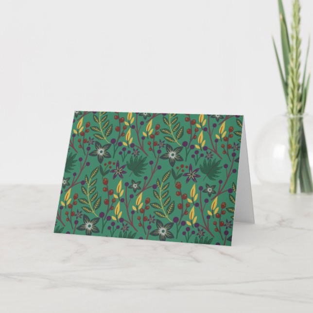 Blommigt - grönt för sömlösa blommor i mönster kort (Framsida)