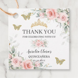 Blommigt Grönt Guld Quinceanera Sweet 16 Gåvor Etiketter