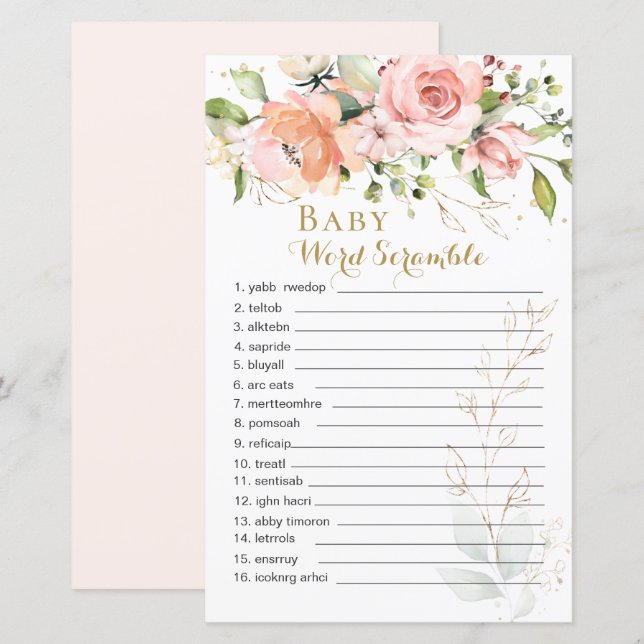 Blommigt Grönt Löv Baby Ord-skandalen Pappra Lakan (Fram/baksida)