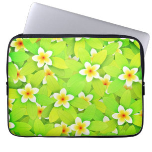 Blommigt Grönt Löv Gula blommor Mönster Laptop Fodral