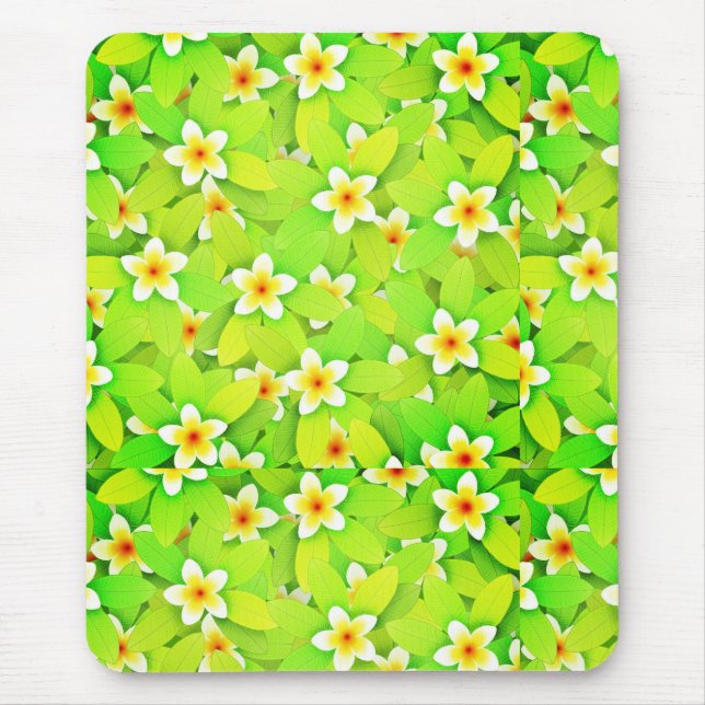 Blommigt Grönt Löv Mönster-61717 Musmatta (Framsidan)