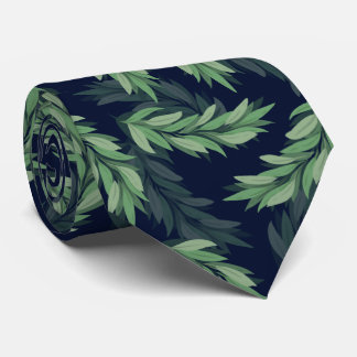 Blommigt Grönt Löv Mönster Necktie Slips