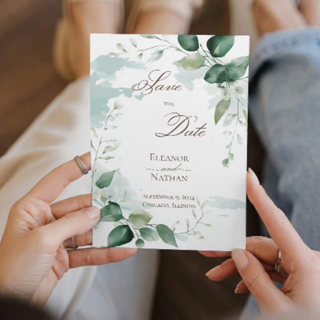 Blommigt Grönt Löv Sommar Spara datum Inbjudningar (Skapare uppladdad)