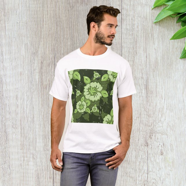Blommigt Grönt Manar T-Shirt (Skapare uppladdad)