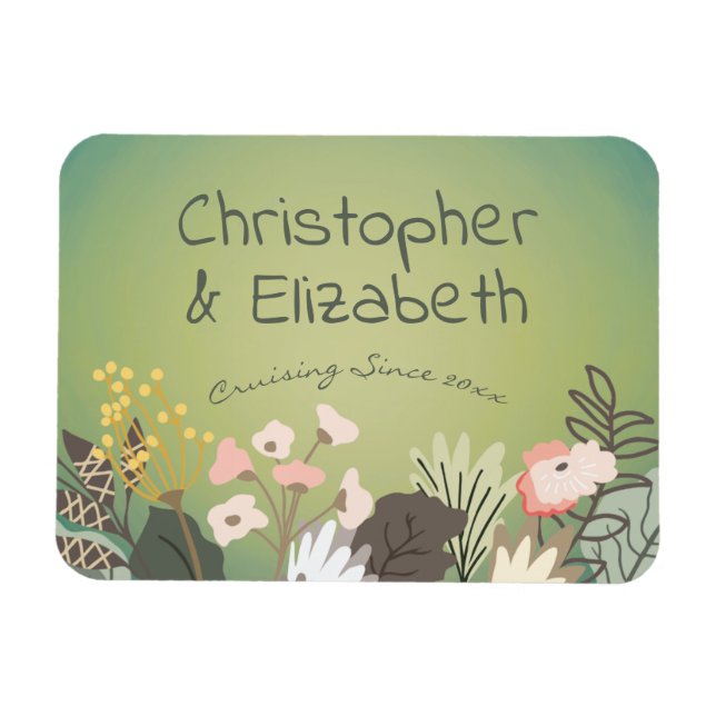 Blommigt Grönt Monogram Cruise Frakt Door Finder Magnet (Horisontell)