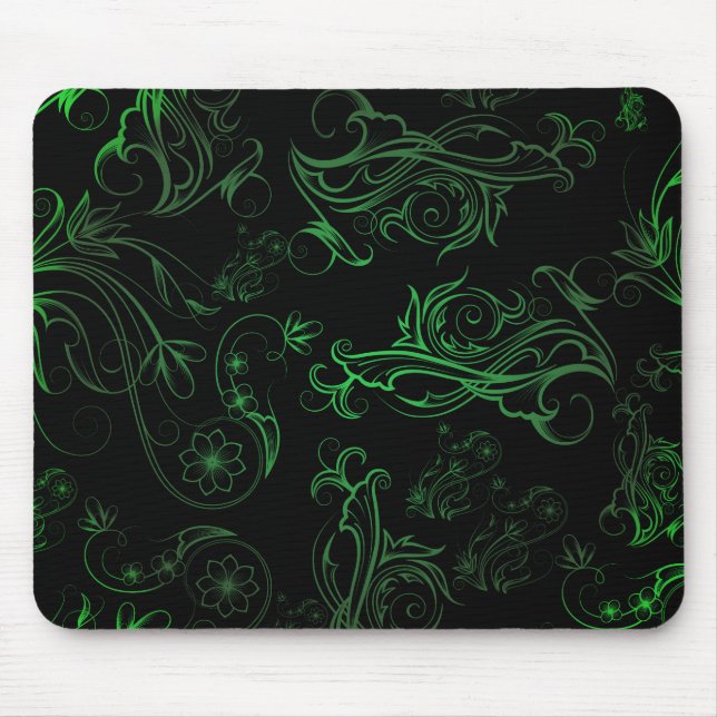 Blommigt Grönt Mousepad Musmatta (Framsidan)
