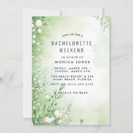 Blommigt Grönt Partiinbjudan till Helg till Bachel Inbjudningar