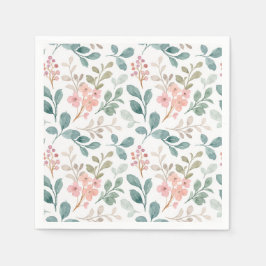 Blommigt Grönt Peach Flowers Birthday Shower Bröll Pappersservett