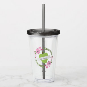 Blommigt Grönt Personlig Lärare i Apple Take Away Mugg