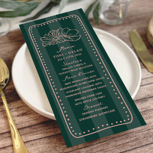 Blommigt Grönt Rand Tropical Bröllop Menu Meny