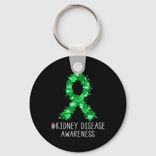 Blommigt Grönt Ribbon Gifts Kidney Disease Awarene Nyckelring