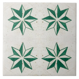 blommigt grönt, vit Modern Portugals azulejos Tile Kakelplatta