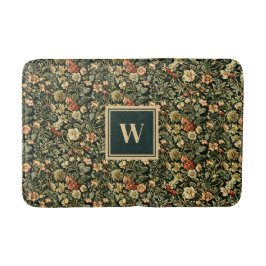Blommigt Grönt William Morris Inspired Monogram Badrumsmatta