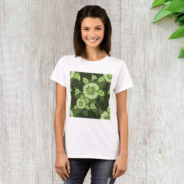Blommigt Grönt Womens T-Shirt (Skapare uppladdad)