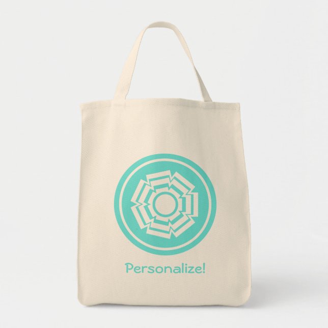 Blommigt Groove Bag, turkos Tygkasse (Framsidan)