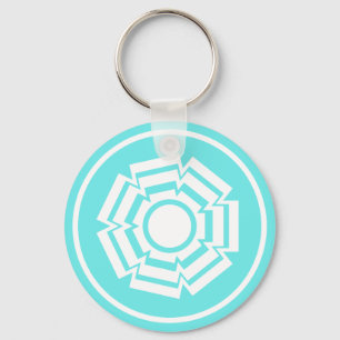 Blommigt Groove Keychain, turkos Nyckelring