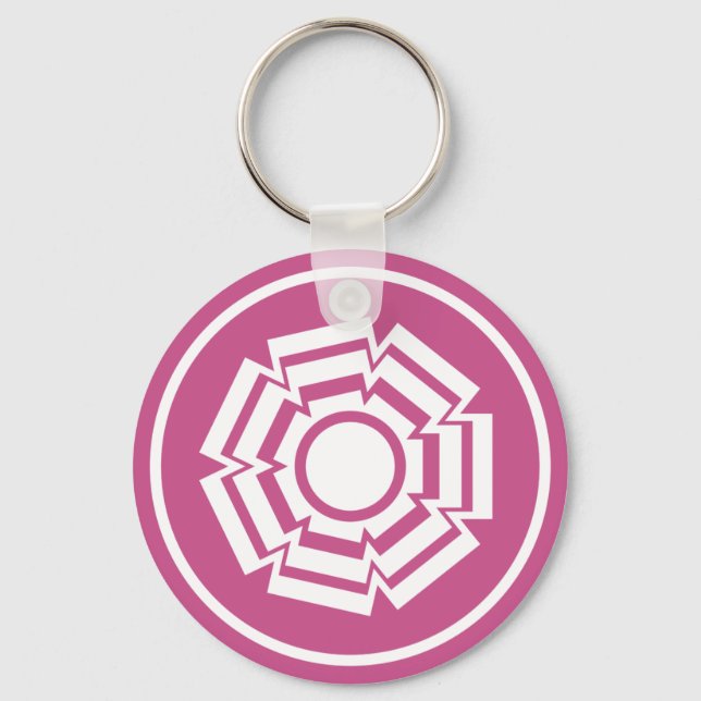 Blommigt Groove-nyckelkedja, Magenta Nyckelring (Framsida)