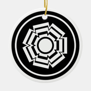 Blommigt Groove Ornament, Black and White Julgransprydnad Keramik