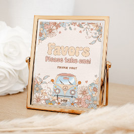 Blommigt Groovy Retro Hippie Party favors Poster