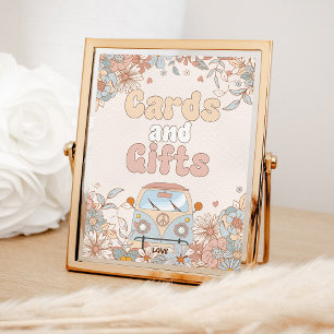 Blommigt Groovy Retro Hippie Shower-kort och gåvor Poster