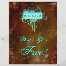 Blommigt Grunge Flyer Salon Spa Blue Brown