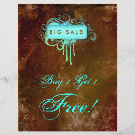 Blommigt Grunge Flyer Salon Spa Blue Brown