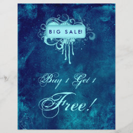 Blommigt Grunge Flyer Salon Spa Blue Denim