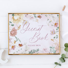  Blommigt Guest Bok Tabletop Sign Poster